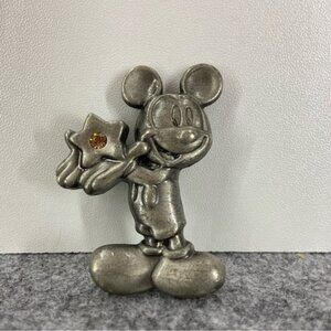Vintage Pewter Mickey Mouse Holding A Star (2 inches ) Disney Trinket Keepsake